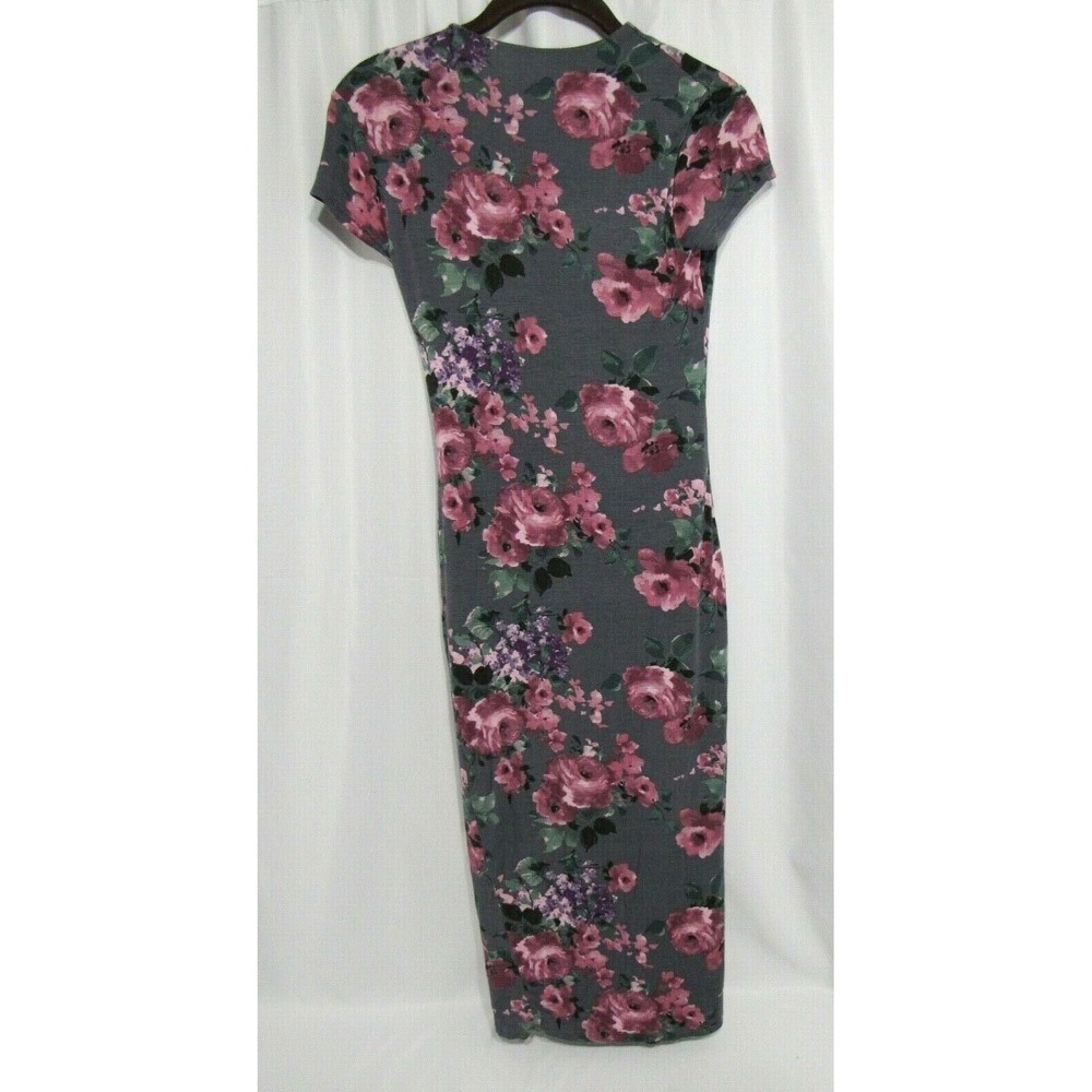 Agaci Women Floral Gray Full Length Dress Size S Pull over